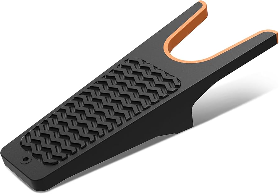 The Original Bobby Boot Jack — a sleek black boot removal tool with textured grip and orange rubber lining